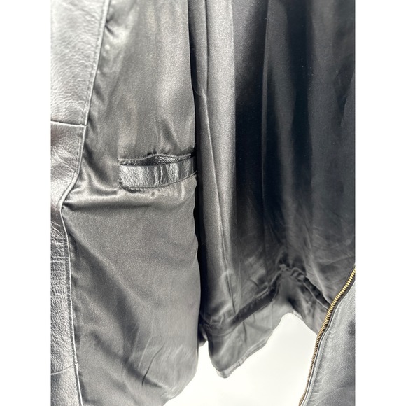 Mens Black Leather Jacket Volt Development Team Burks Bay Full Zip Unsized - Picture 8 of 9